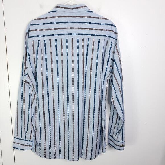 Tommy Bahama Shirt Mens Large Button Up Track Stripes Collar Long Sleeve - Picture 2 of 9